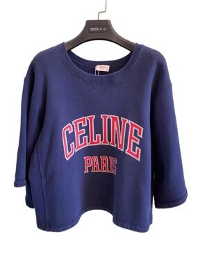🚩steal Celine Navy Blue Logo Crewneck Sweatshirt